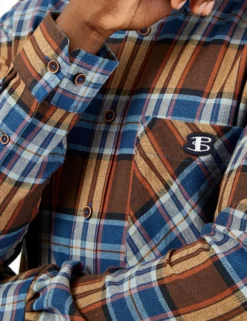 B By Ben Sherman Long-Sleeve Recycled Check Shirt - Royal Blue -clothing Shop BS 0065418 169 G