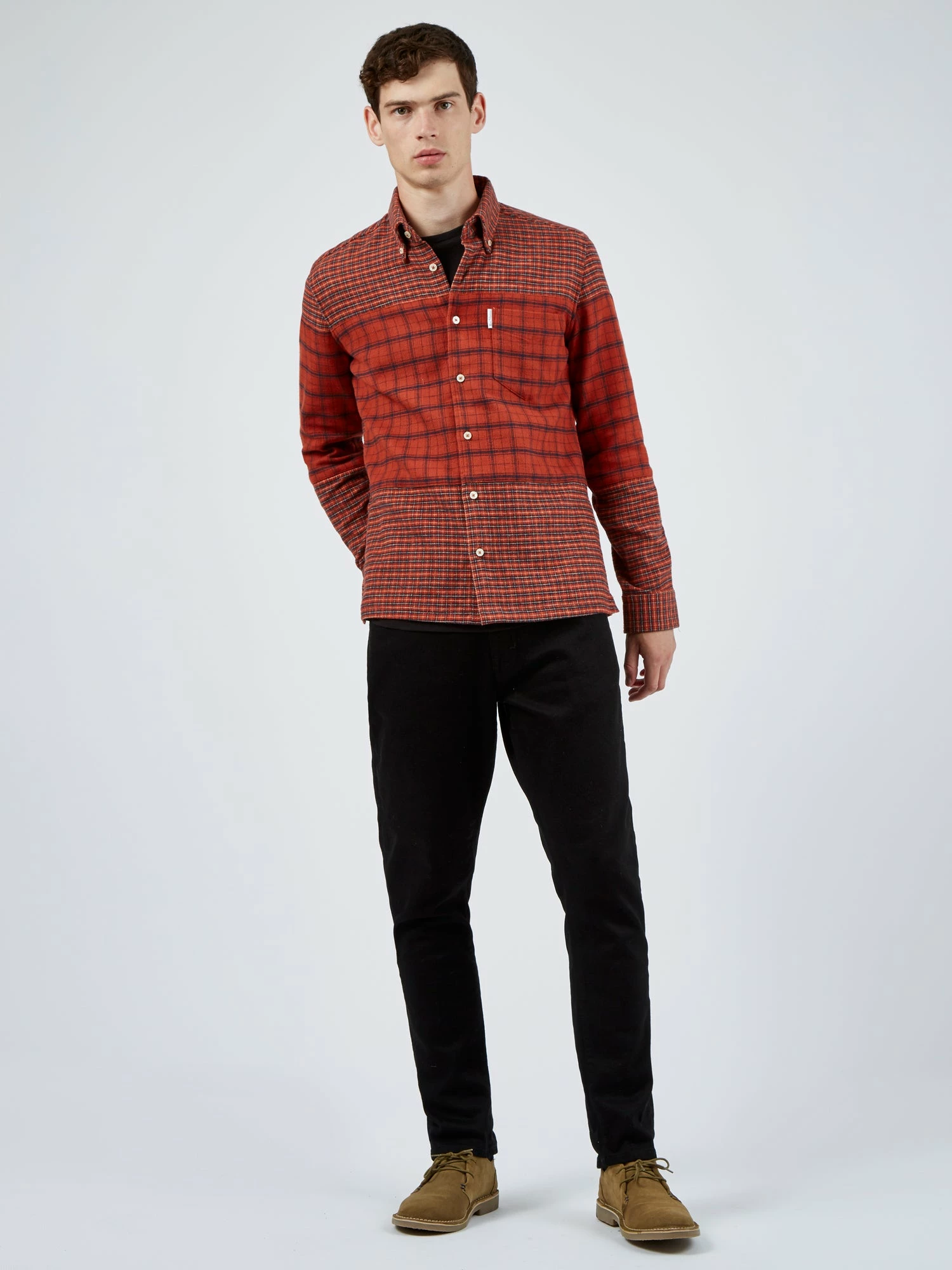 Long-Sleeve Archive Double-Face Check Shirt - Burnt Orange 5 Long-Sleeve Archive Double-Face Check Shirt - Burnt Orange - Image 5