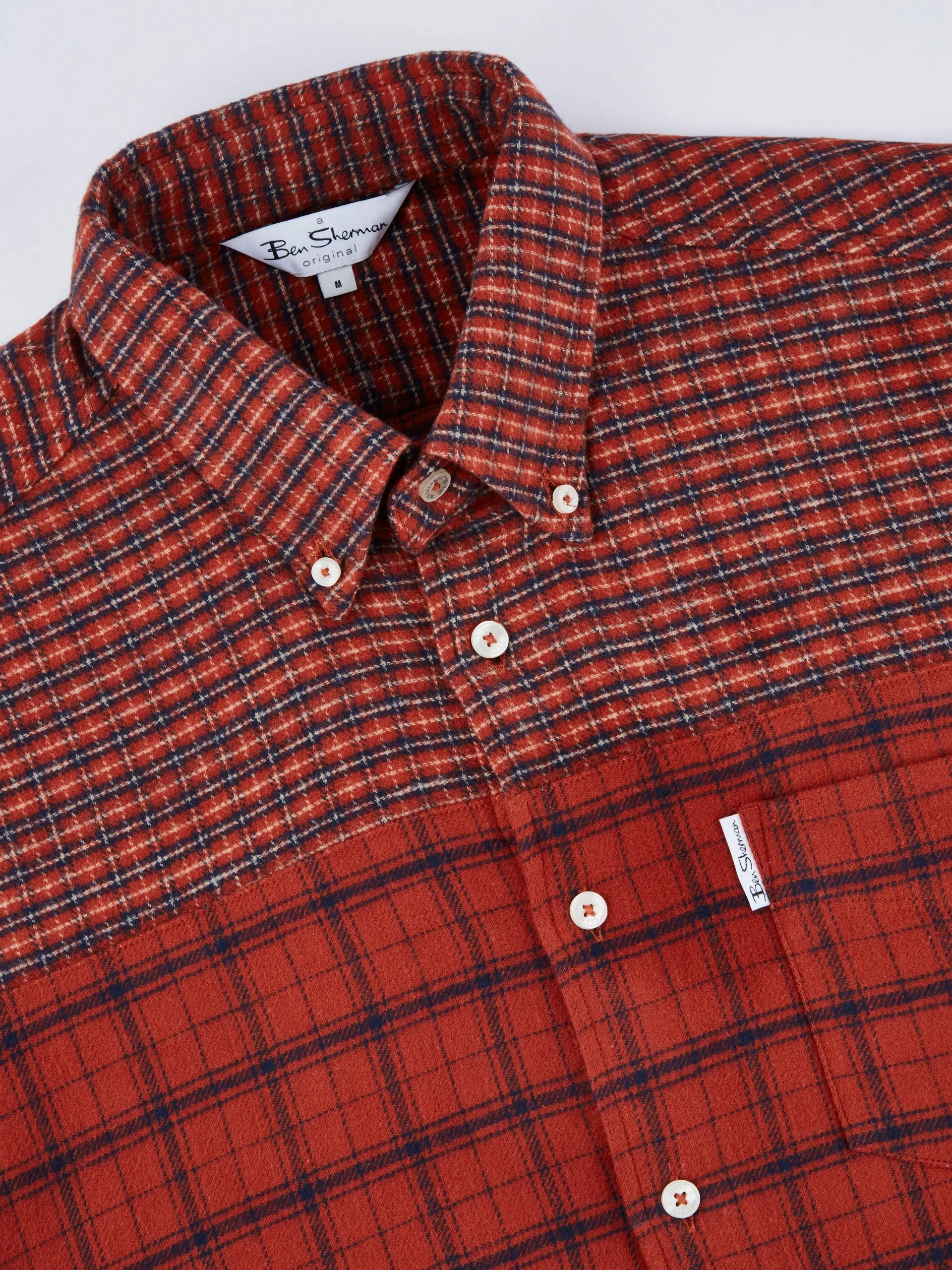 Long-Sleeve Archive Double-Face Check Shirt - Burnt Orange 3 Long-Sleeve Archive Double-Face Check Shirt - Burnt Orange - Image 3