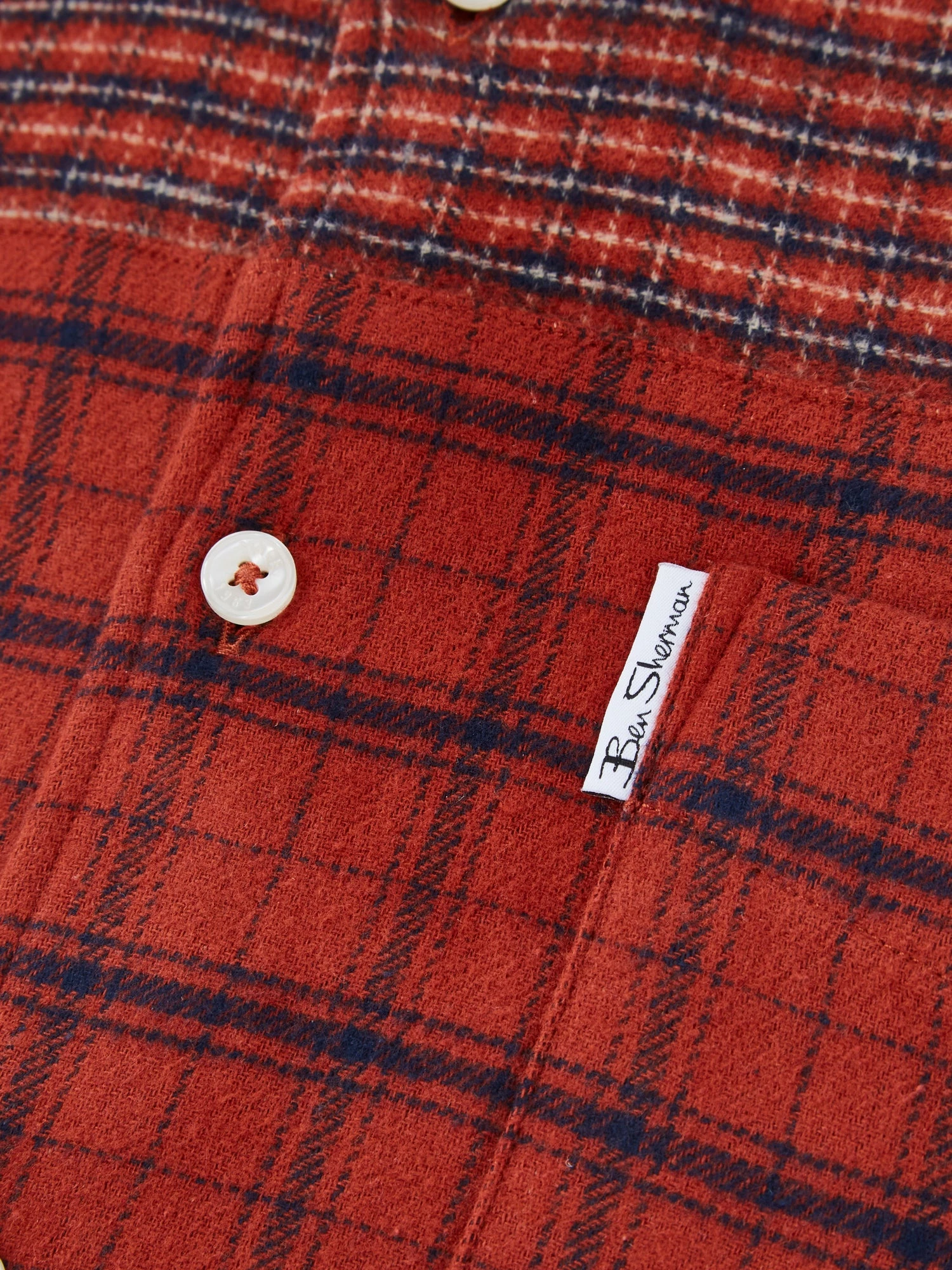 Long-Sleeve Archive Double-Face Check Shirt - Burnt Orange 4 Long-Sleeve Archive Double-Face Check Shirt - Burnt Orange - Image 4