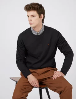B By Ben Sherman Tricot/Loopback Sweatshirt - Black -clothing Shop BS 0065534 290 B
