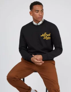 Soul Rebel Graphic Loopback Crewneck Sweatshirt - Black -clothing Shop BS 0065535 290 B