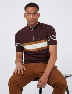 B By Ben Sherman Short-Sleeve Zip-Neck Knit Polo - Bordeaux 9 B By Ben Sherman Short-Sleeve Zip-Neck Knit Polo - Bordeaux -clothing Shop BS 0065543 545 B