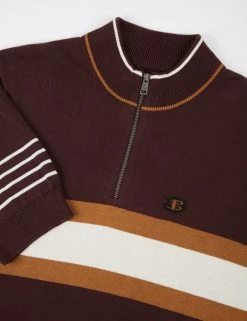 B By Ben Sherman Short-Sleeve Zip-Neck Knit Polo - Bordeaux 10 B By Ben Sherman Short-Sleeve Zip-Neck Knit Polo - Bordeaux -clothing Shop BS 0065543 545 E