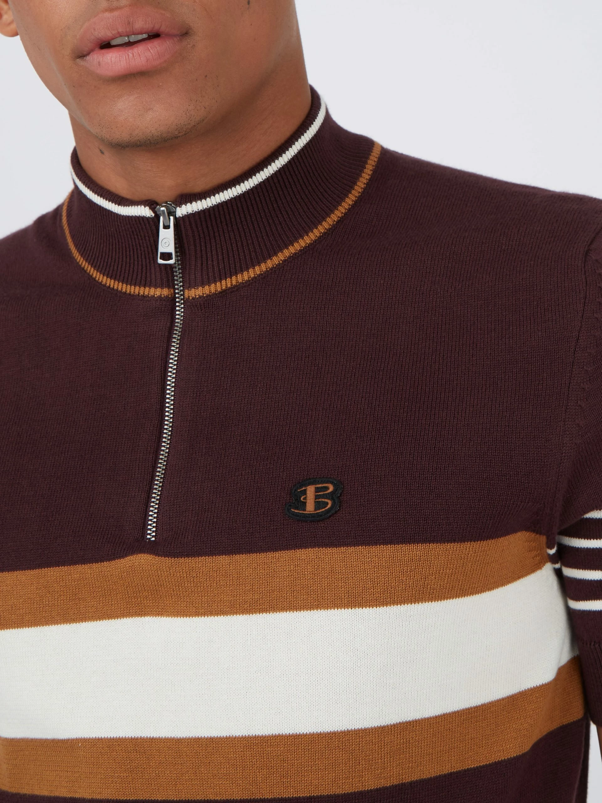 B By Ben Sherman Short-Sleeve Zip-Neck Knit Polo - Bordeaux 3 B By Ben Sherman Short-Sleeve Zip-Neck Knit Polo - Bordeaux - Image 3
