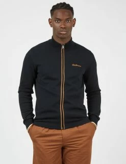 Long-Sleeve Sport Zip-Through Knit Track Top - Black