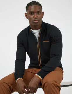 Long-Sleeve Sport Zip-Through Knit Track Top - Black -clothing Shop BS 0065546 290 B