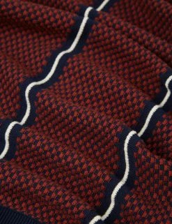 Short-Sleeve Jacquard Zip-Through Knit Polo - Marine -clothing Shop BS 0065549 035 F