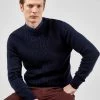Cable-Knit Crewneck Sweater - Marine