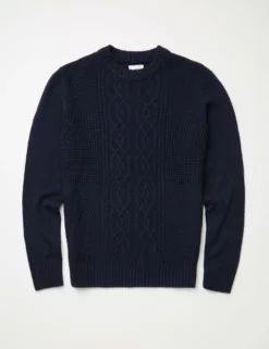 Cable-Knit Crewneck Sweater - Marine -clothing Shop BS 0065554 035 D
