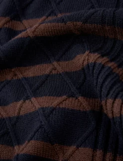 Textured Striped Roll-Neck Sweater - Dark Navy -clothing Shop BS 0065560 025 F