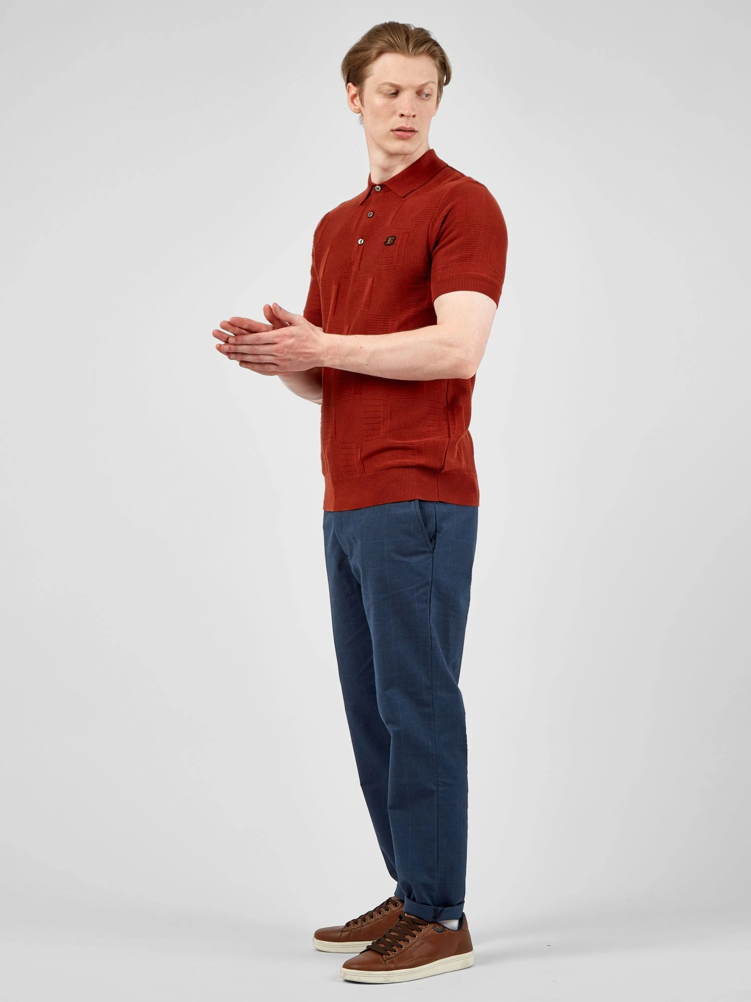Tonal Check-Print Slim-Taper Trouser - Dark Blue 3 Tonal Check-Print Slim-Taper Trouser - Dark Blue - Image 3