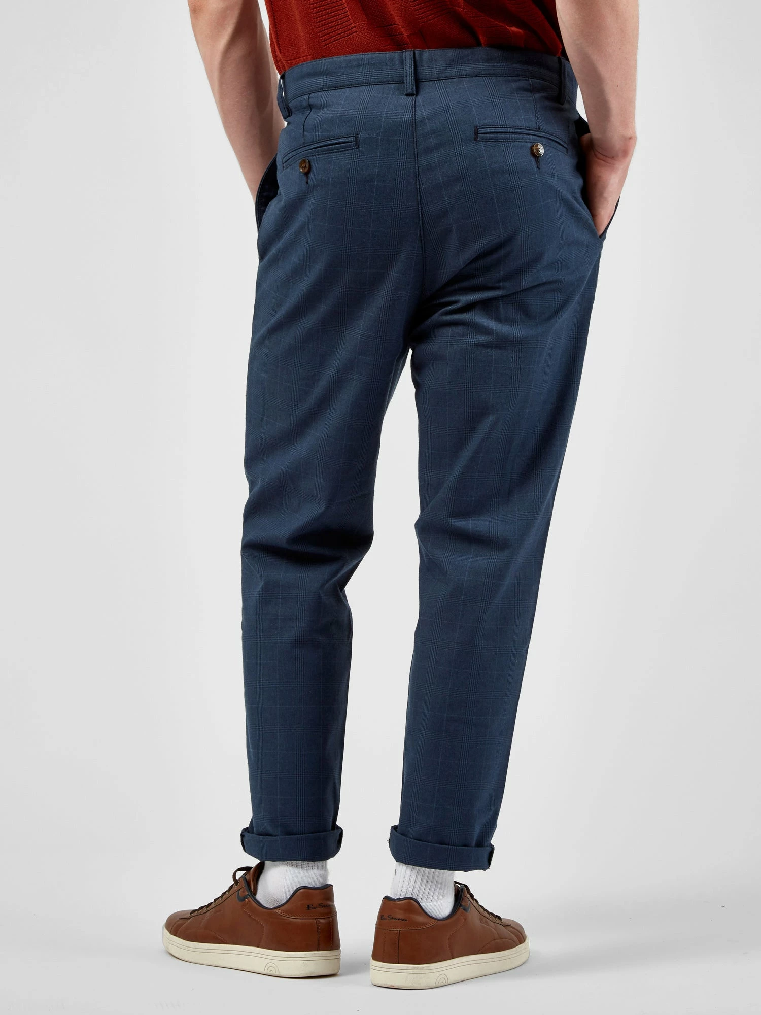 Tonal Check-Print Slim-Taper Trouser - Dark Blue 2 Tonal Check-Print Slim-Taper Trouser - Dark Blue - Image 2