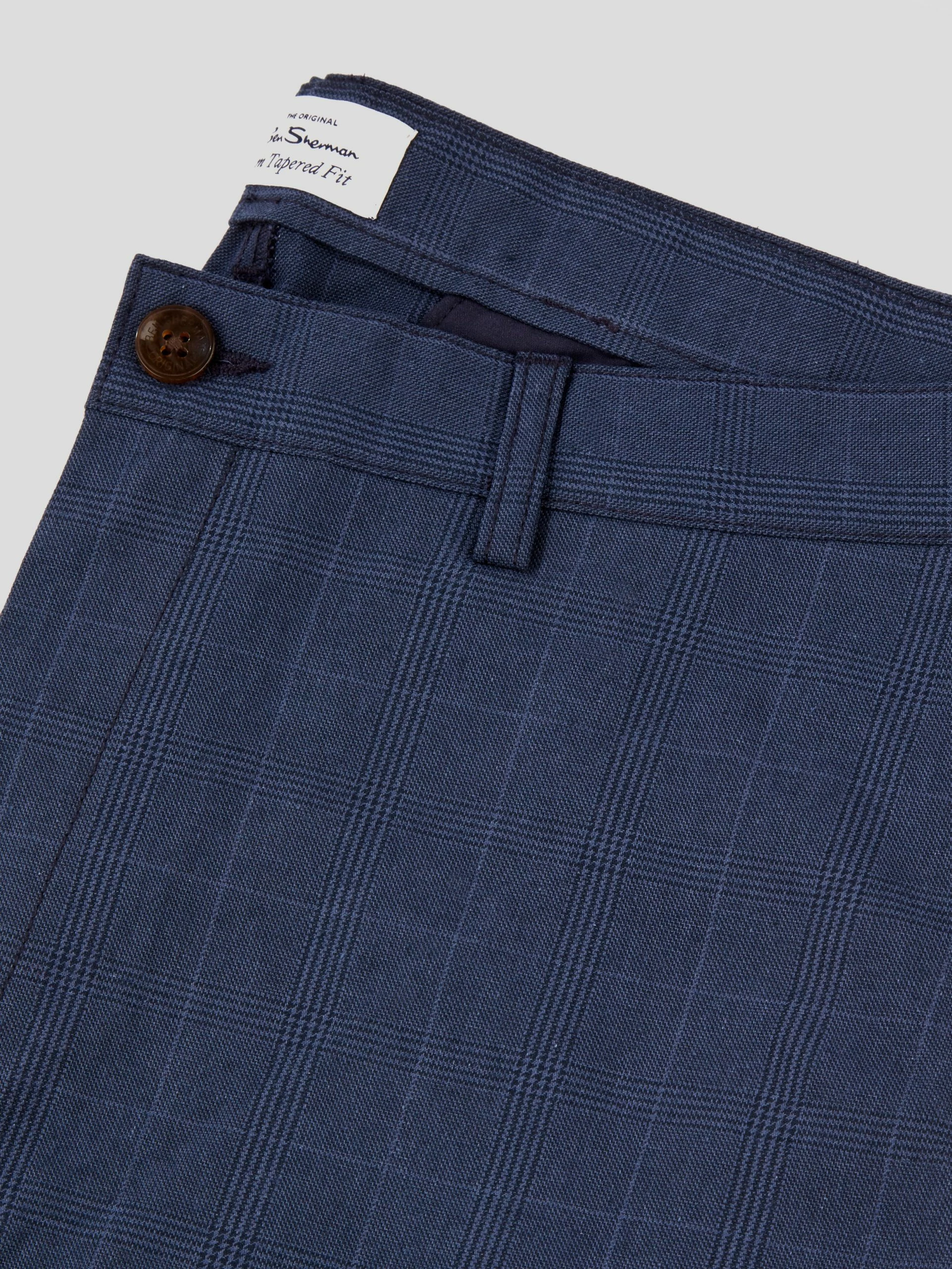 Tonal Check-Print Slim-Taper Trouser - Dark Blue 4 Tonal Check-Print Slim-Taper Trouser - Dark Blue - Image 4