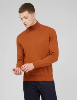 Signature Organic Knit Roll-Neck Sweater - Caramel