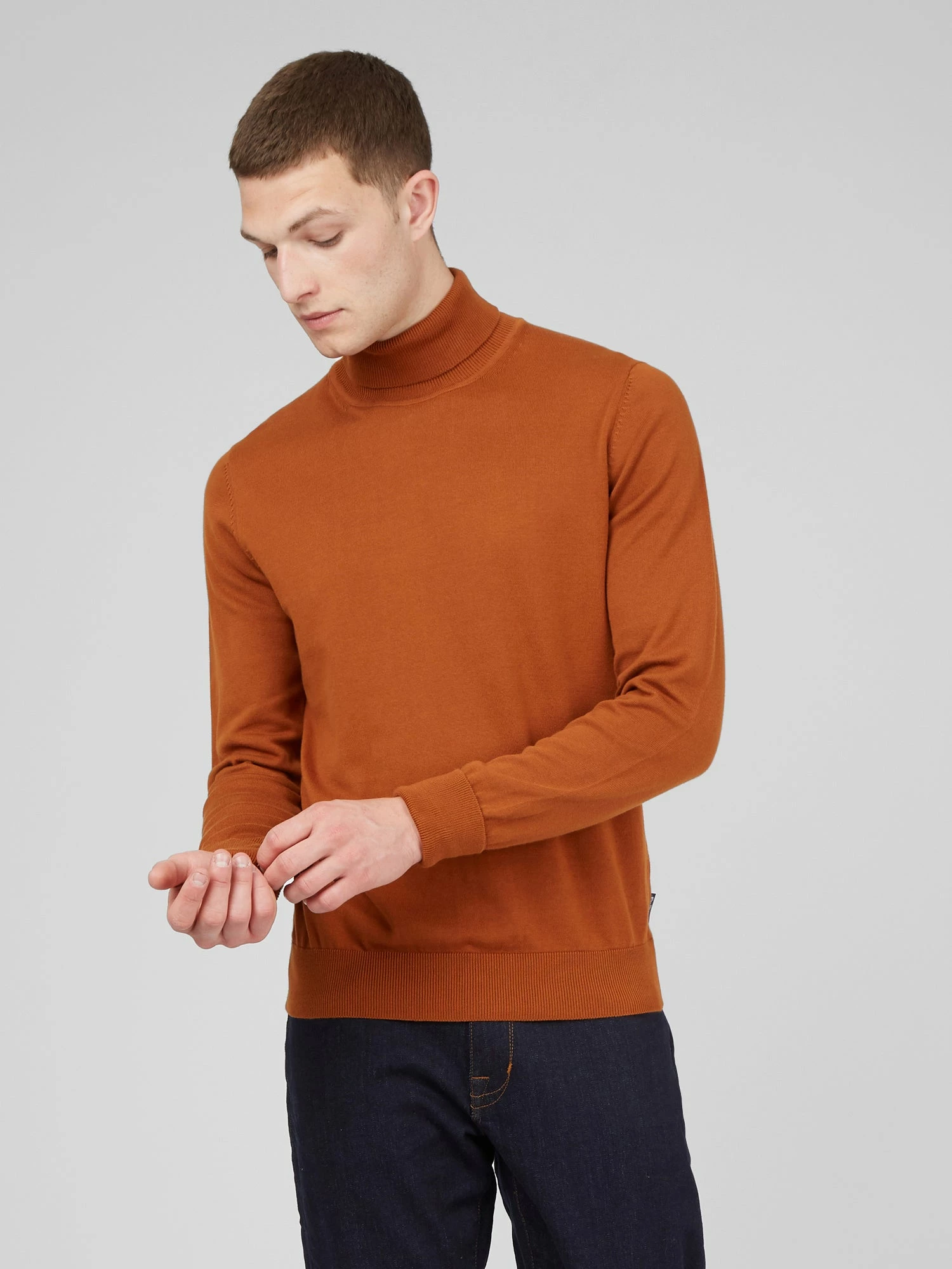 Signature Organic Knit Roll-Neck Sweater - Caramel 1 Signature Organic Knit Roll-Neck Sweater - Caramel
