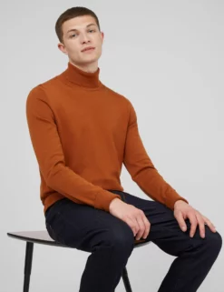 Signature Organic Knit Roll-Neck Sweater - Caramel 9 Signature Organic Knit Roll-Neck Sweater - Caramel -clothing Shop BS 0066143 371 B