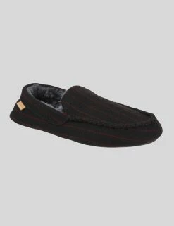 Aman Men's Stripe Moccasin Slipper - Red/Charcoal
