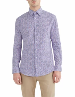 Stretch Multi Abstract Print Slim Fit Dress Shirt