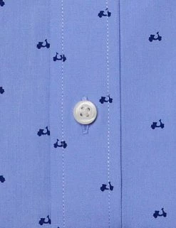 Blue Scooter Print Skinny Fit Dress Shirt -clothing Shop HBS1539.button