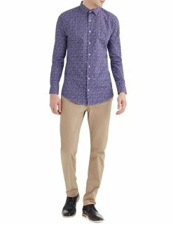 Multi Floral Printed Gingham Skinny Fit Dress Shirt -clothing Shop HBS1543 full body2