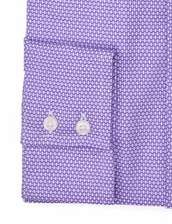 Purple Textured Dobby Slim Fit Dress Shirt -clothing Shop HBS1547.cuff