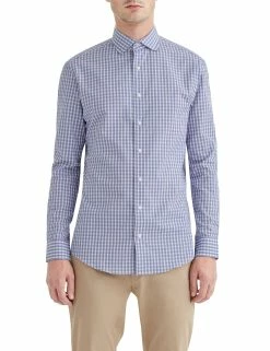 Navy & White Jasper Check Slim Fit Dress Shirt