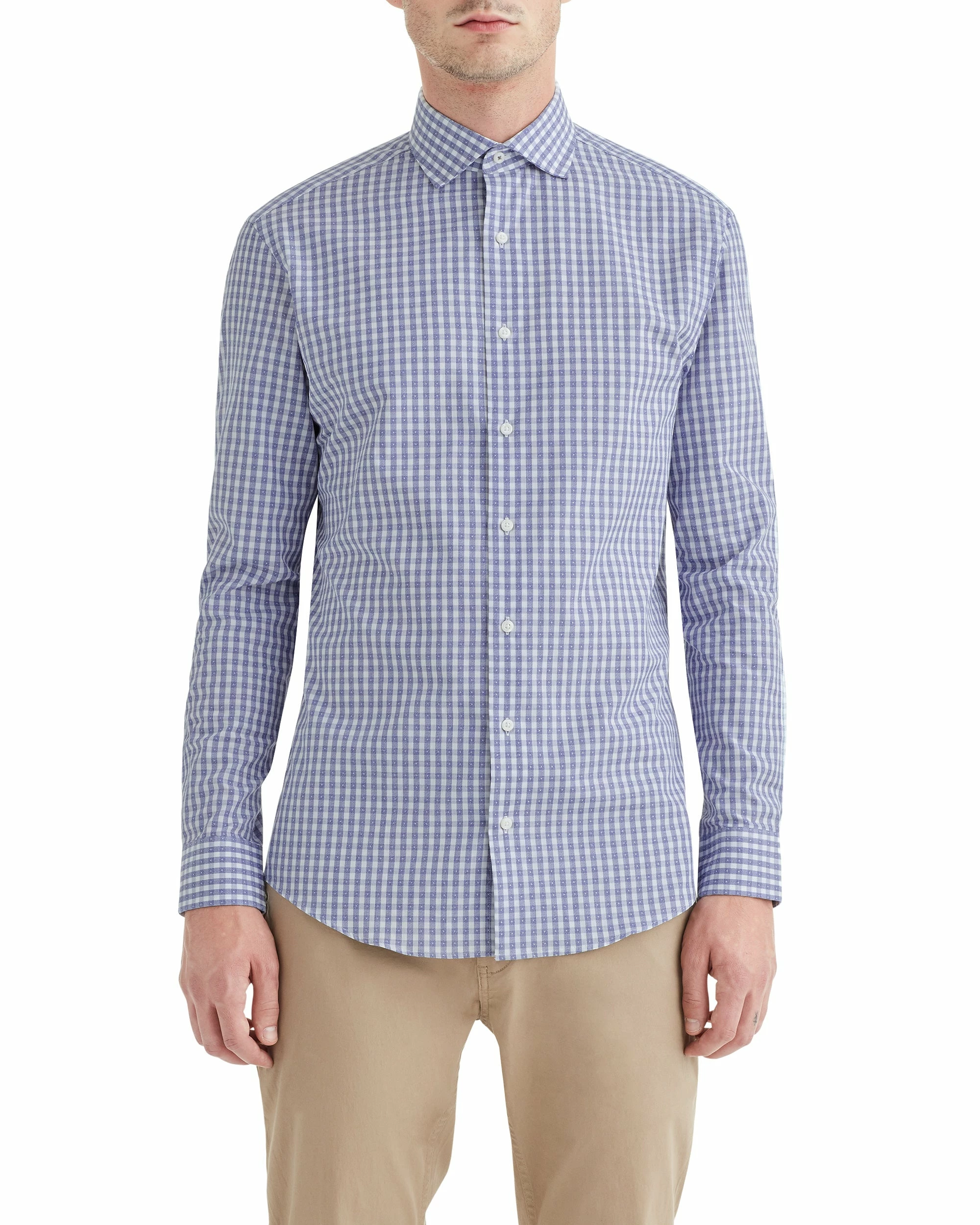 Navy & White Jasper Check Slim Fit Dress Shirt 1 Navy & White Jasper Check Slim Fit Dress Shirt