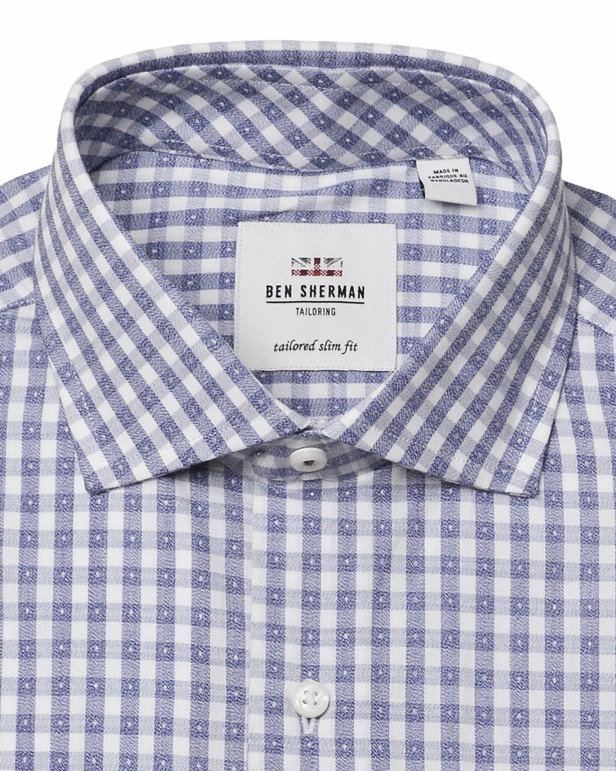 Navy & White Jasper Check Slim Fit Dress Shirt 4 Navy & White Jasper Check Slim Fit Dress Shirt - Image 4