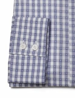 Navy & White Jasper Check Slim Fit Dress Shirt 10 Navy & White Jasper Check Slim Fit Dress Shirt -clothing Shop HBS1552.cuff