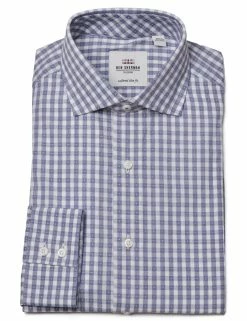 Navy & White Jasper Check Slim Fit Dress Shirt 8 Navy & White Jasper Check Slim Fit Dress Shirt -clothing Shop HBS1552.front
