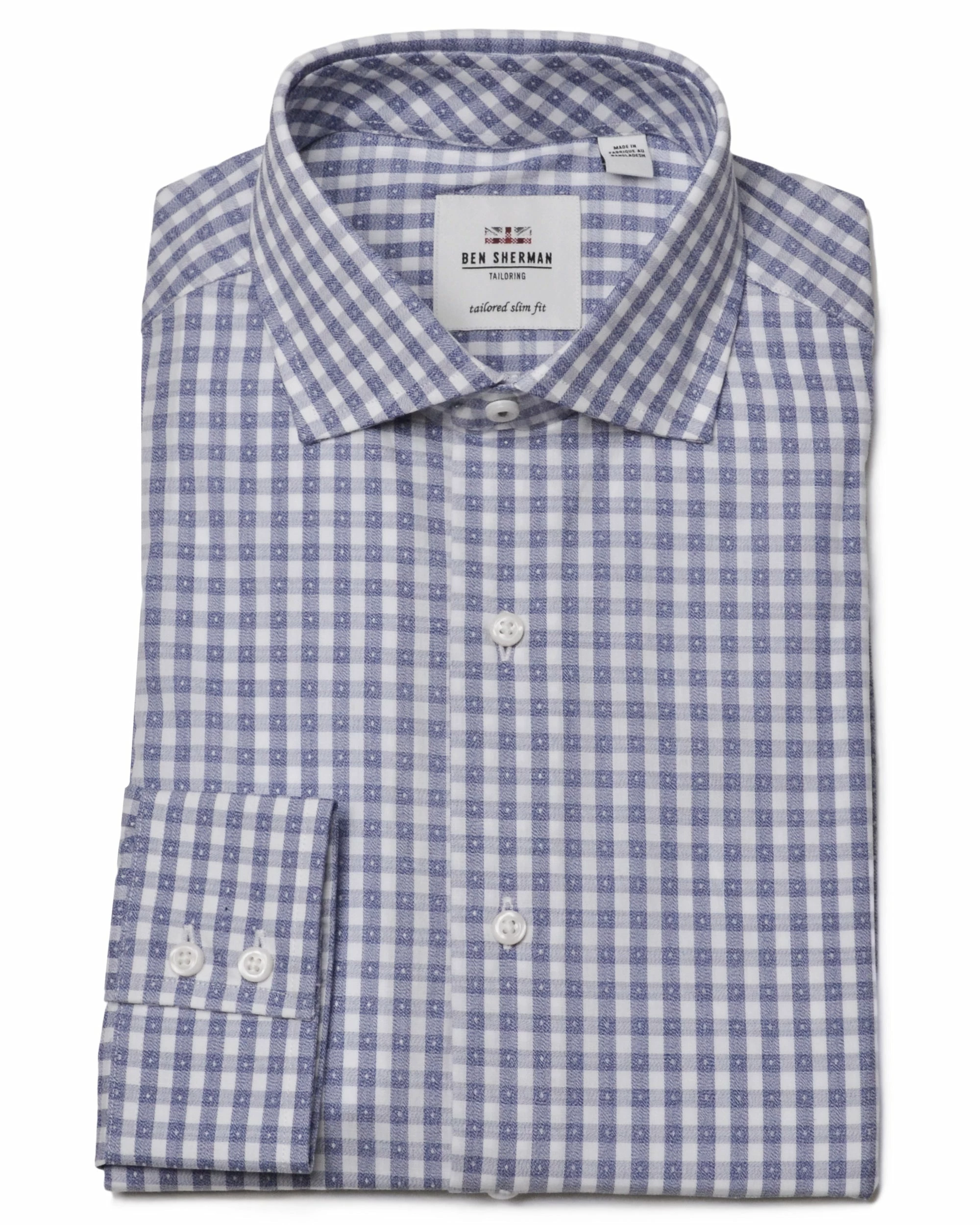 Navy & White Jasper Check Slim Fit Dress Shirt 3 Navy & White Jasper Check Slim Fit Dress Shirt - Image 3