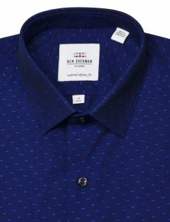 Navy Dash Clip Spot Slim Fit Dress Shirt