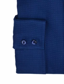 Teal & Navy Solid Dobby Slim Fit Dress Shirt -clothing Shop HBS1761 390.cuff