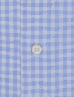 Light Blue EOE Dobby Check Slim Fit Dress Shirt -clothing Shop HBS1762 450.button