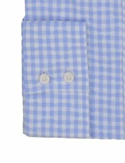 Light Blue EOE Dobby Check Slim Fit Dress Shirt -clothing Shop HBS1762 450.cuff