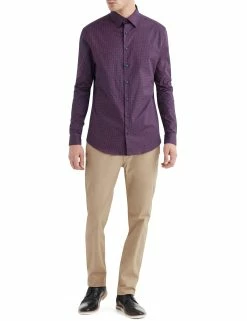 Navy & Rust Diamond Print Slim Fit Dress Shirt 9 Navy & Rust Diamond Print Slim Fit Dress Shirt -clothing Shop HBS1763 410 full body2