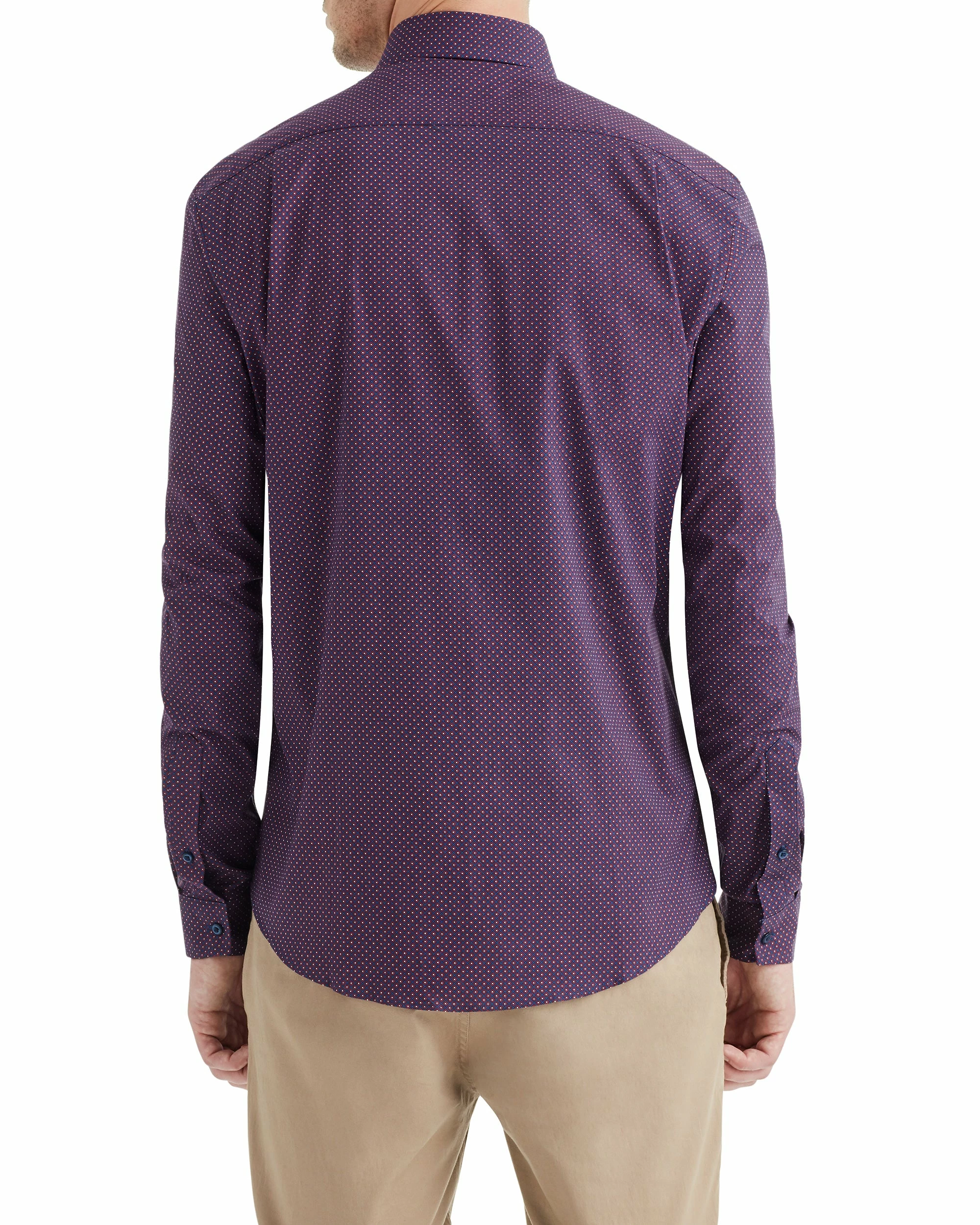 Navy & Rust Diamond Print Slim Fit Dress Shirt 2 Navy & Rust Diamond Print Slim Fit Dress Shirt - Image 2