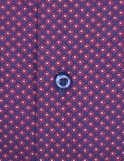 Navy & Rust Diamond Print Slim Fit Dress Shirt 12 Navy & Rust Diamond Print Slim Fit Dress Shirt -clothing Shop HBS1763 410.button