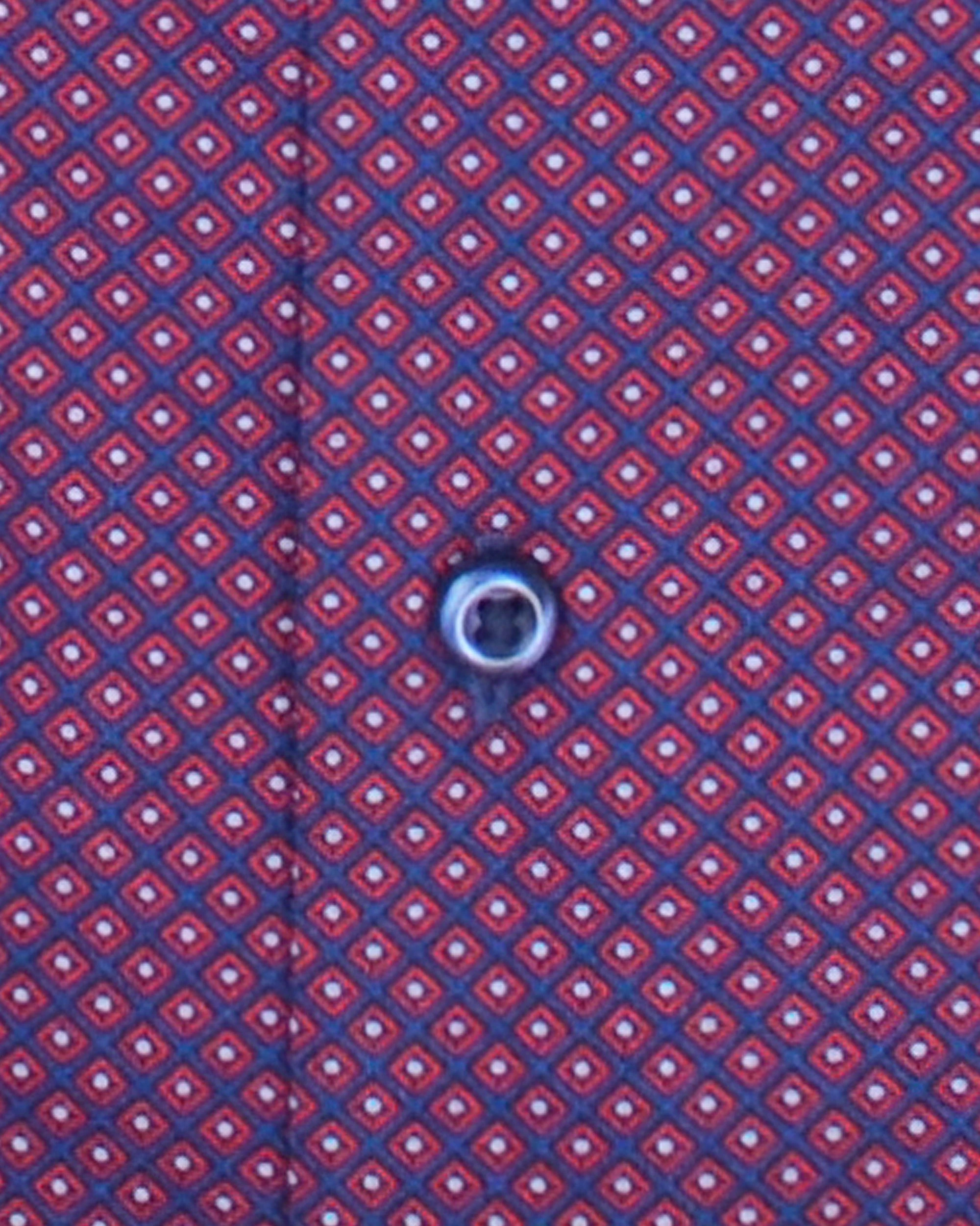 Navy & Rust Diamond Print Slim Fit Dress Shirt 6 Navy & Rust Diamond Print Slim Fit Dress Shirt - Image 6