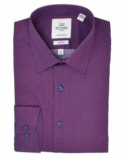 Navy & Rust Diamond Print Slim Fit Dress Shirt 10 Navy & Rust Diamond Print Slim Fit Dress Shirt -clothing Shop HBS1763 410.front