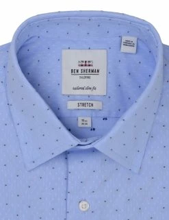 Diamond Dobby Clip-Spot Slim Fit Dress Shirt -clothing Shop HBS1768 400.collar