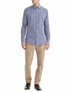 Multi Dobby Gingham Slim Fit Dress Shirt -clothing Shop HBS1770 900 full body2