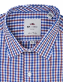 Multi Dobby Gingham Slim Fit Dress Shirt -clothing Shop HBS1770 900.collar