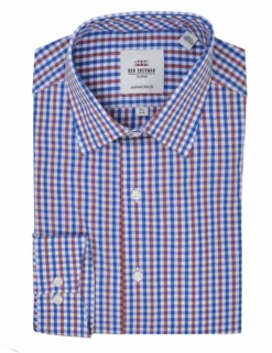 Multi Dobby Gingham Slim Fit Dress Shirt -clothing Shop HBS1770 900.front