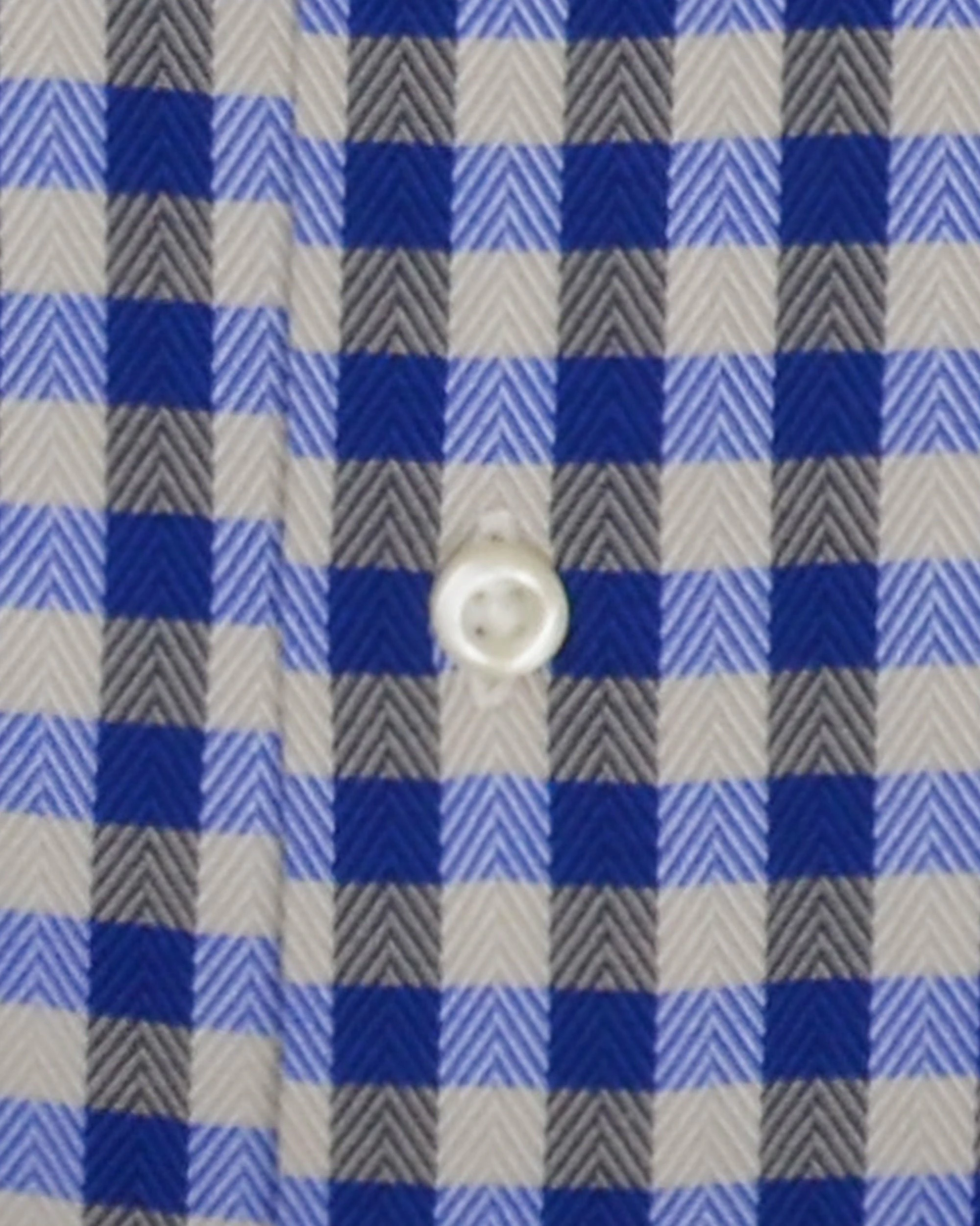 Navy & Tan Herringbone Check Slim Fit Dress Shirt 4 Navy & Tan Herringbone Check Slim Fit Dress Shirt - Image 4