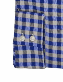 Navy & Tan Herringbone Check Slim Fit Dress Shirt 6 Navy & Tan Herringbone Check Slim Fit Dress Shirt -clothing Shop HBS1779 410.cuff