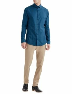 Forest & Navy Tonic Herringbone Slim Fit Dress Shirt 9 Forest & Navy Tonic Herringbone Slim Fit Dress Shirt -clothing Shop HBS1784 350 full body2