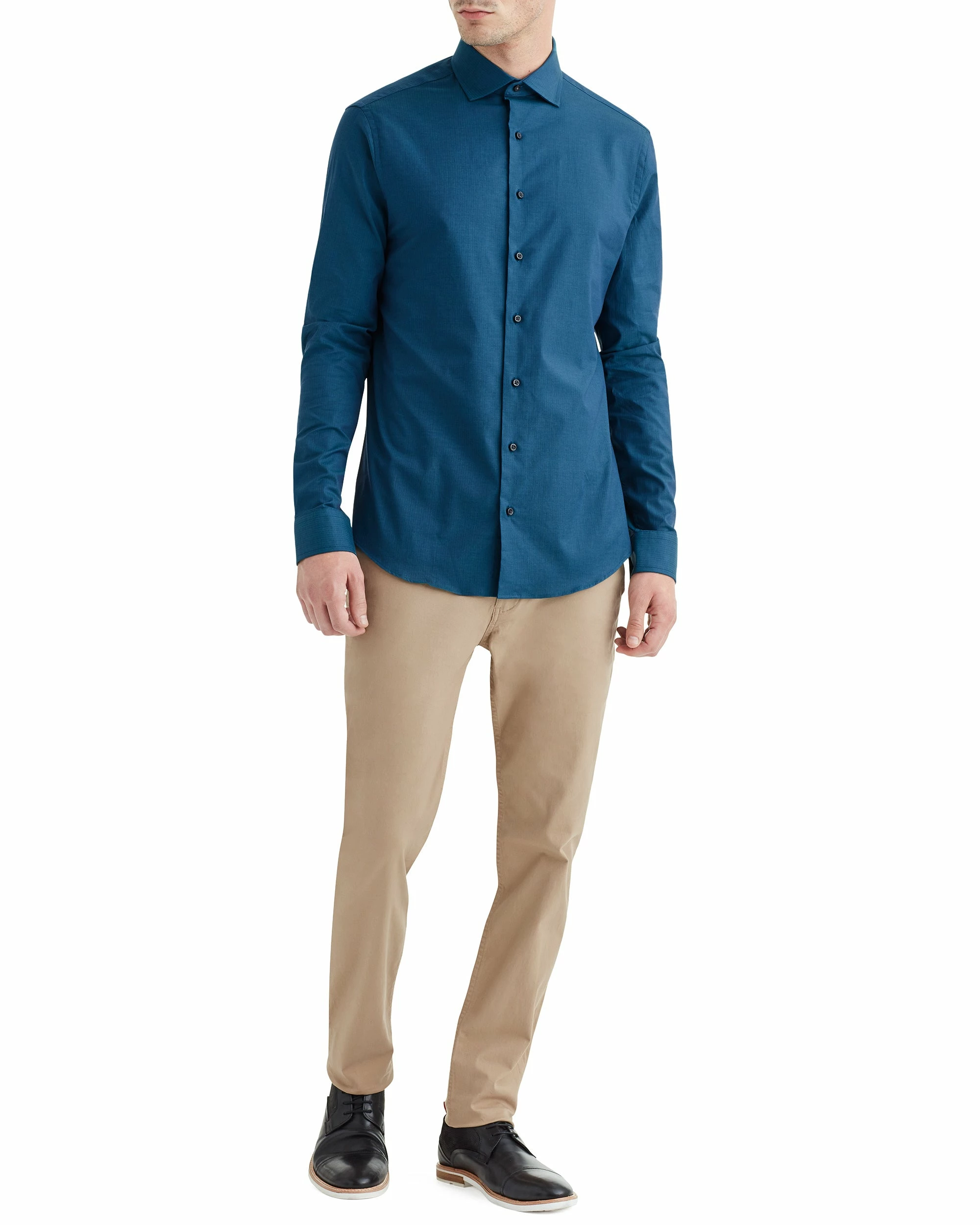 Forest & Navy Tonic Herringbone Slim Fit Dress Shirt 3 Forest & Navy Tonic Herringbone Slim Fit Dress Shirt - Image 3