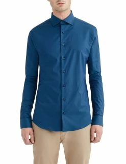 Forest & Navy Tonic Herringbone Slim Fit Dress Shirt